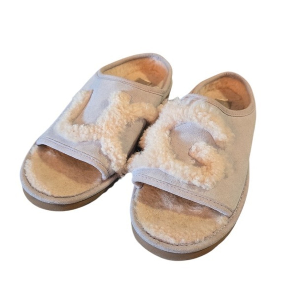 UGG Fluff Yeah Slide Slippers Size 7 Shearling Suede‎ Cozy Slip On Sandals